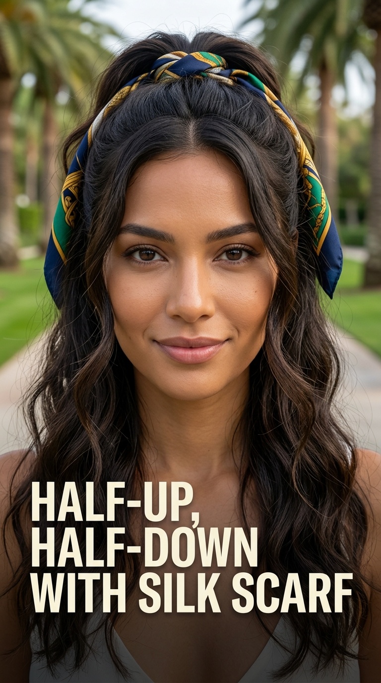 Half-Up, Half-Down with Silk Scarf