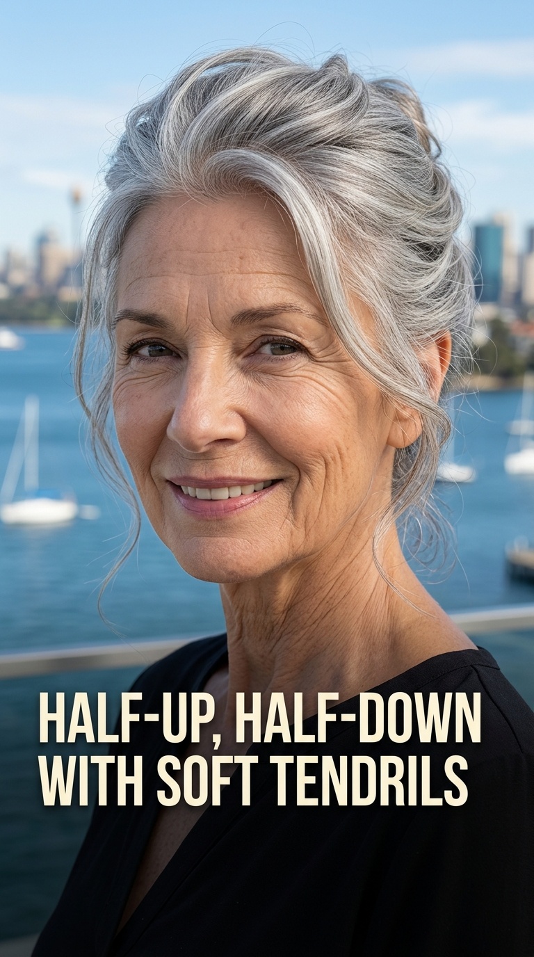 Half-Up, Half-Down with Soft Tendrils