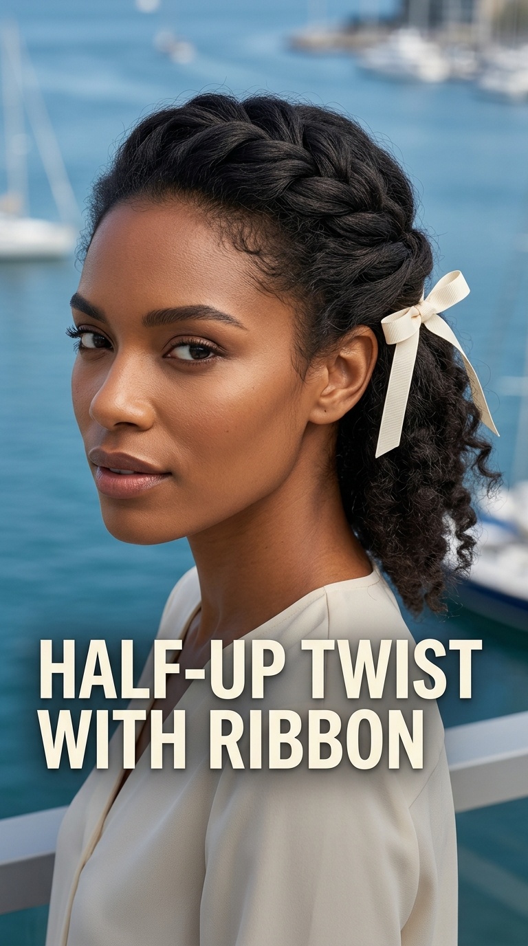 Half-Up Twist with Ribbon