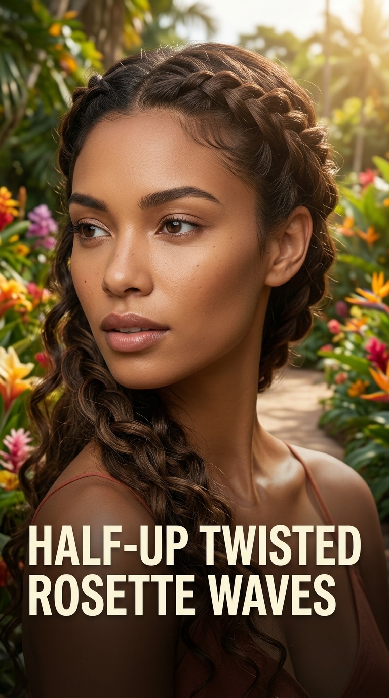 Half-Up Twisted Rosette Waves