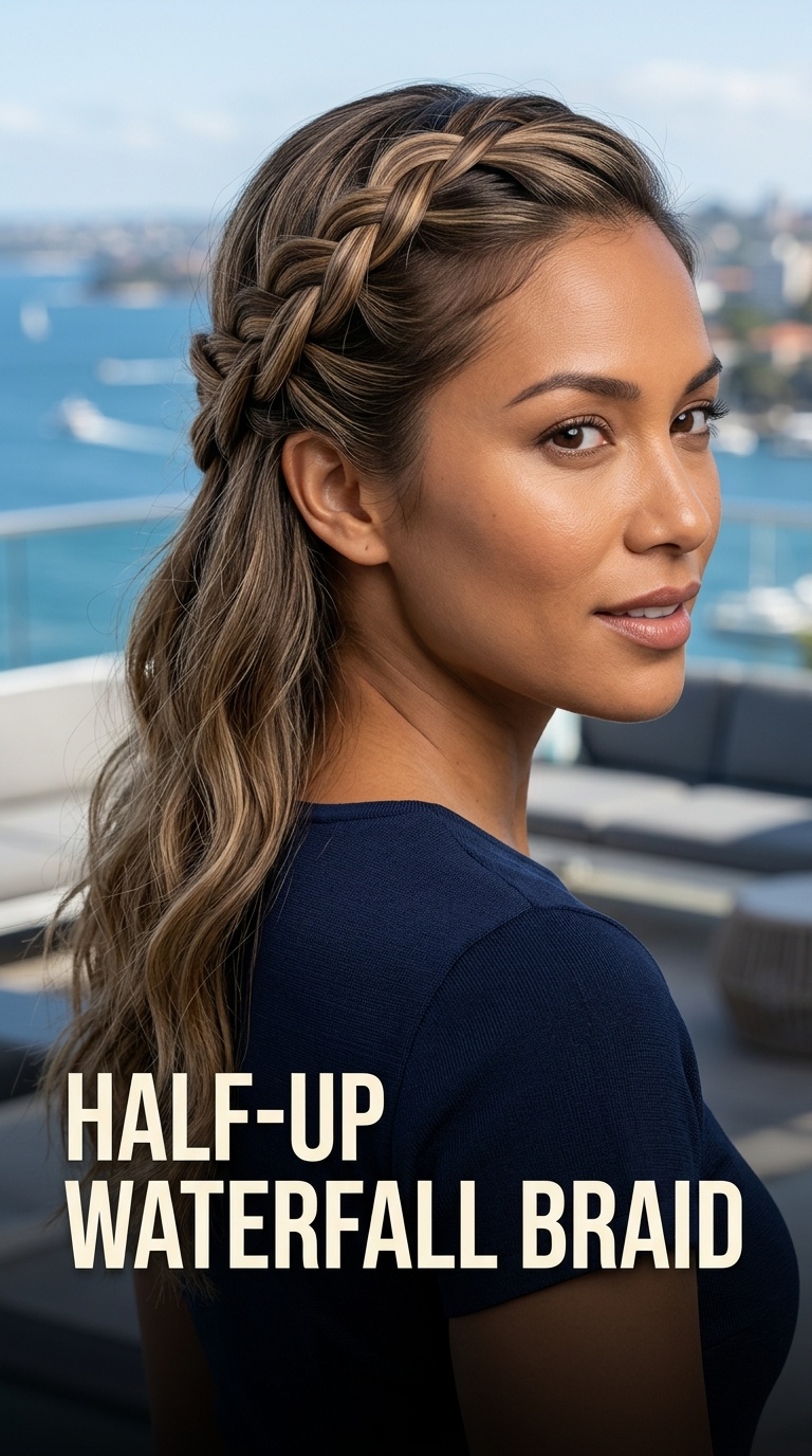 Half-Up Waterfall Braid
