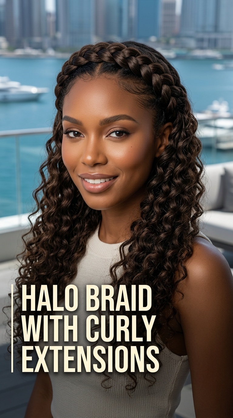 Halo Braid with Curly Extensions