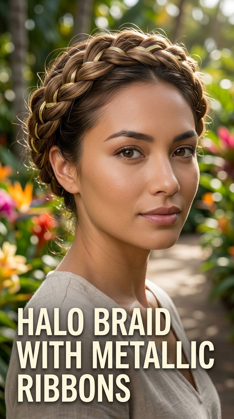 Halo Braid with Metallic Ribbons