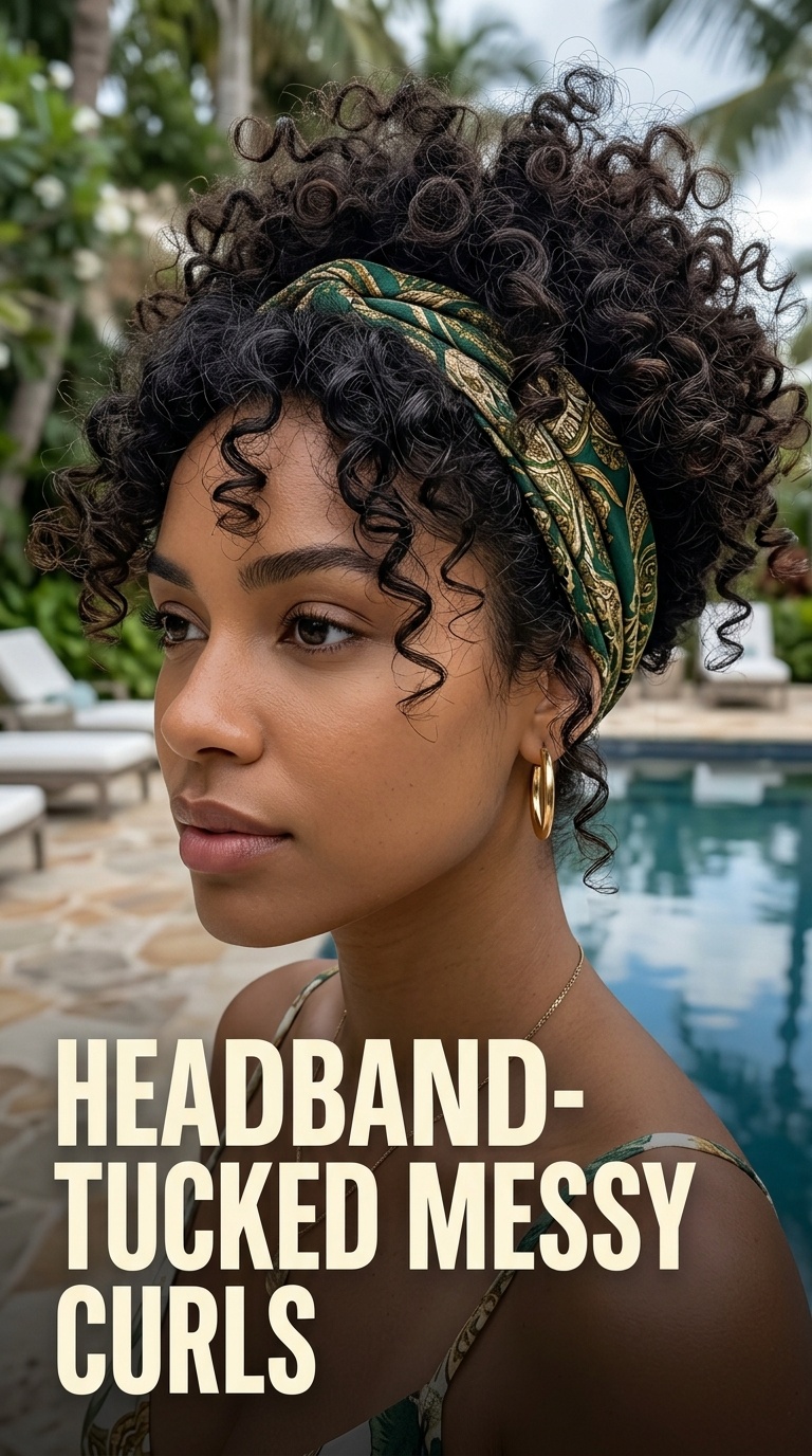 Headband-Tucked Messy Curls