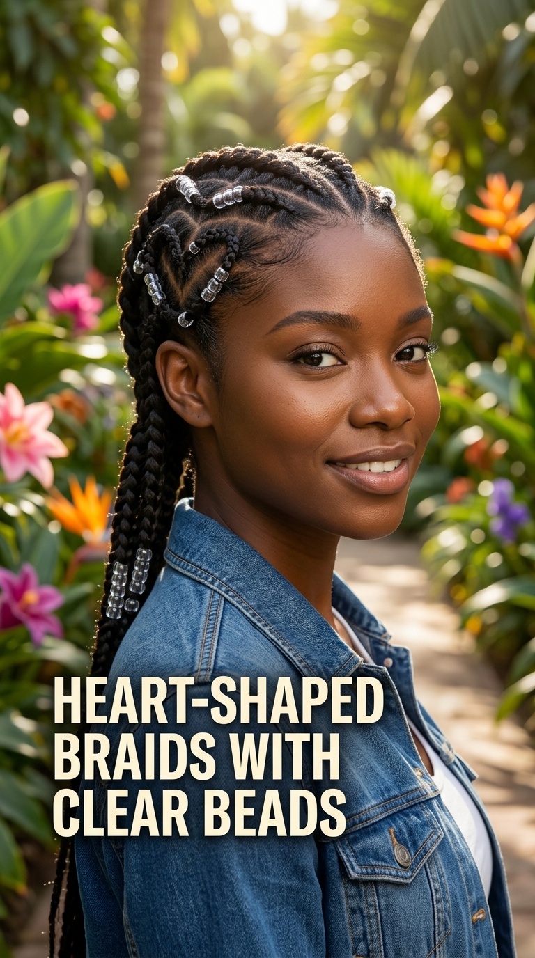 Heart-Shaped Braids with Clear Beads