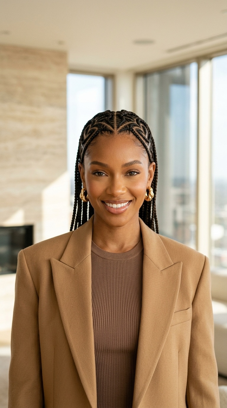 Heart Shaped Cornrow Braids Black Women