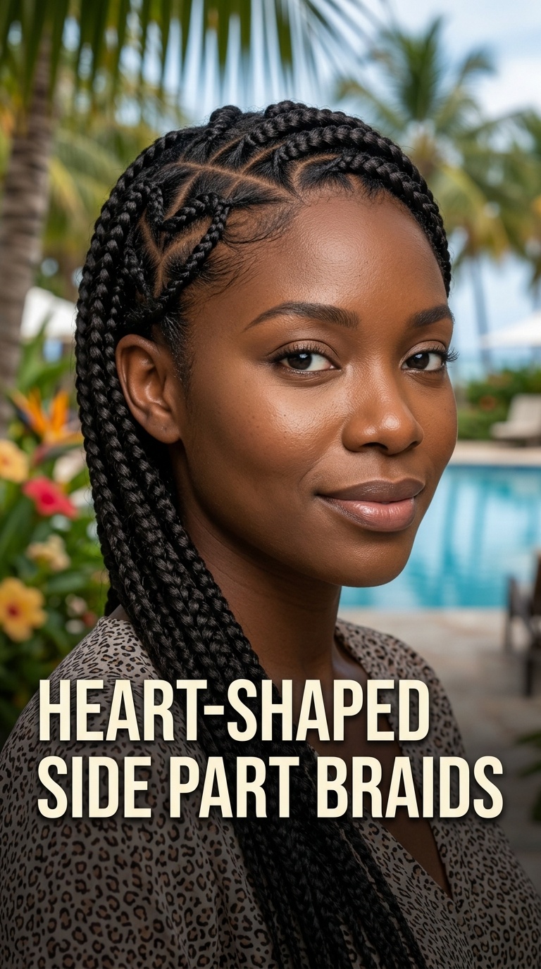 Heart-Shaped Side Part Braids