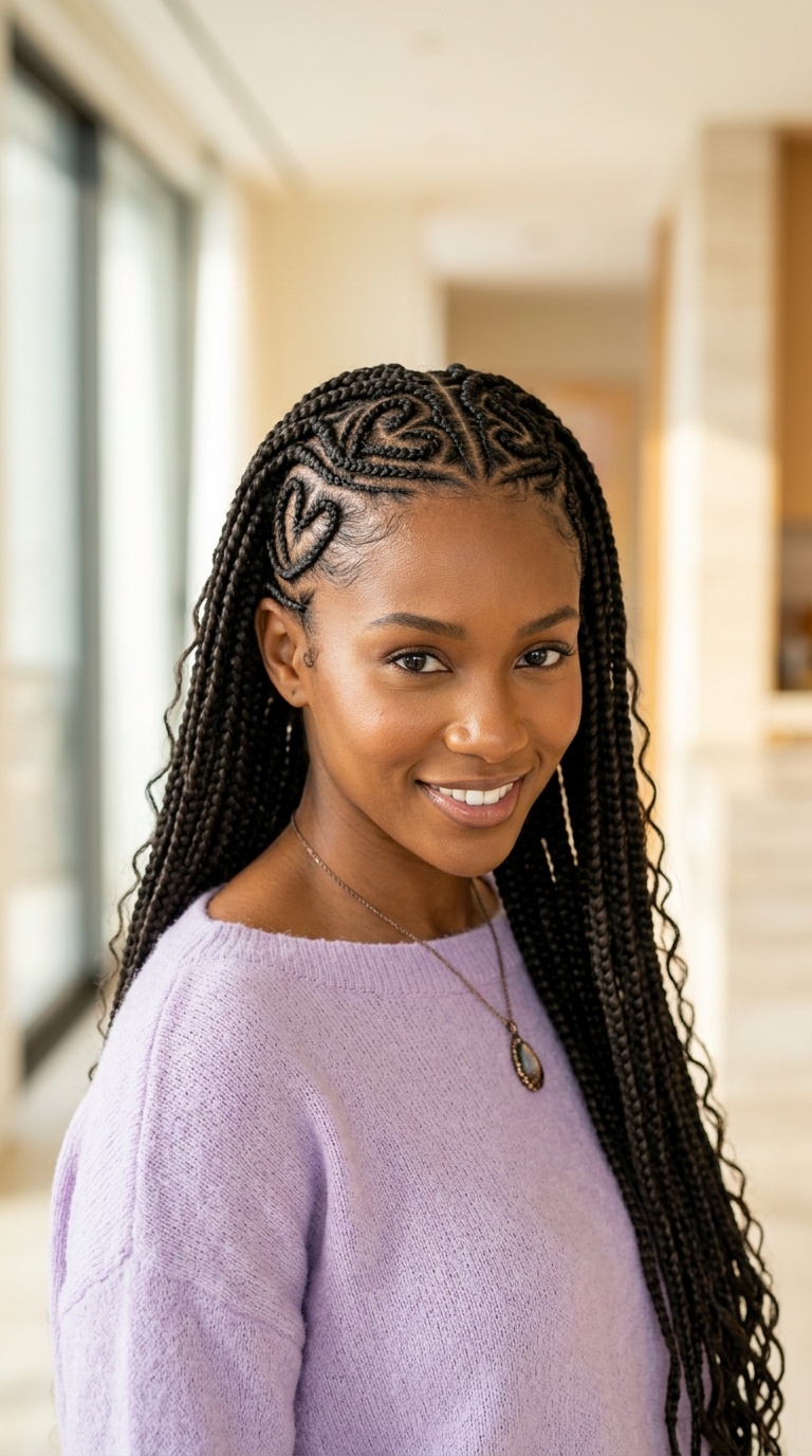 Hearts Freehand Braid Designs