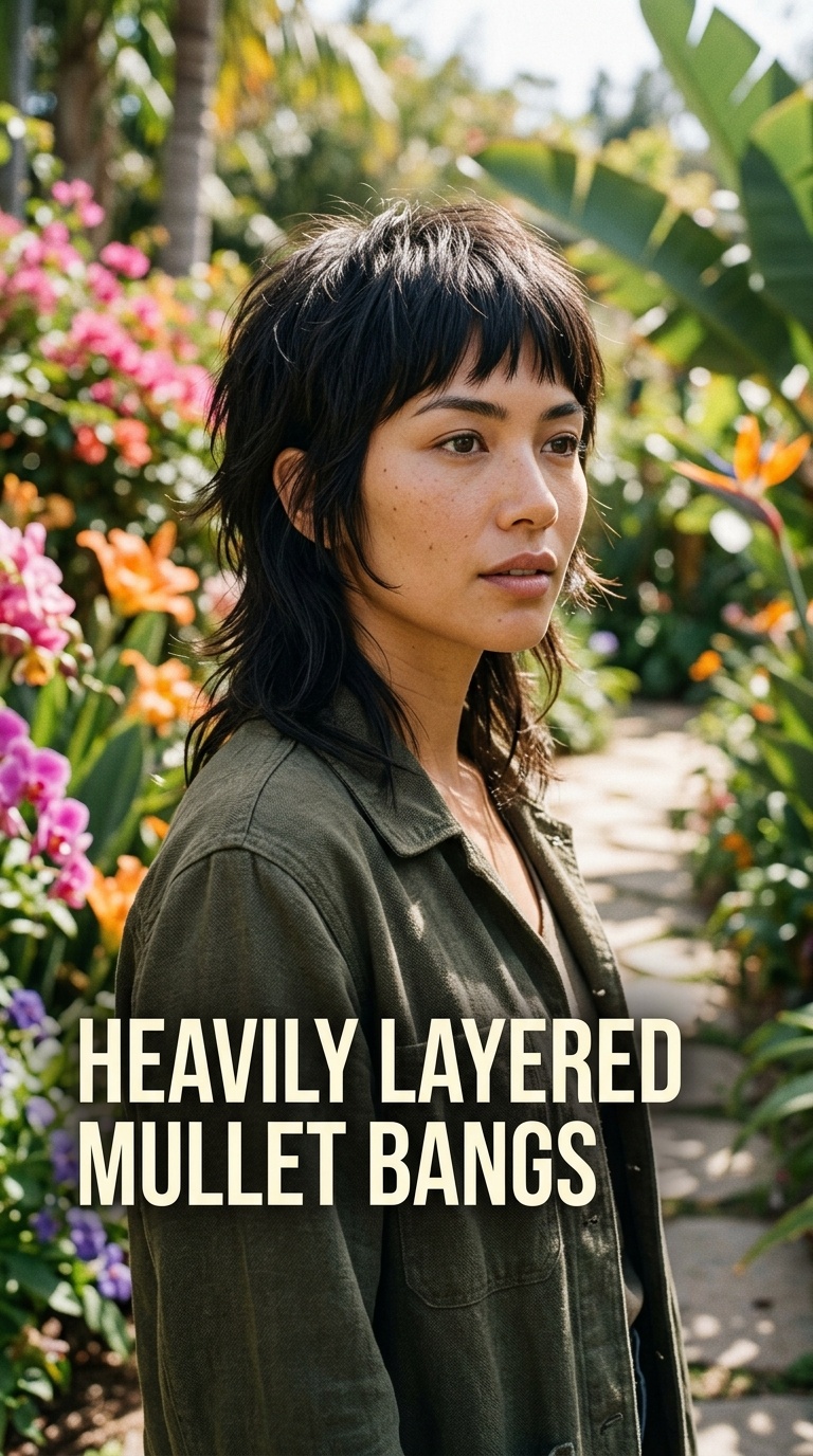 Heavily Layered Mullet Bangs