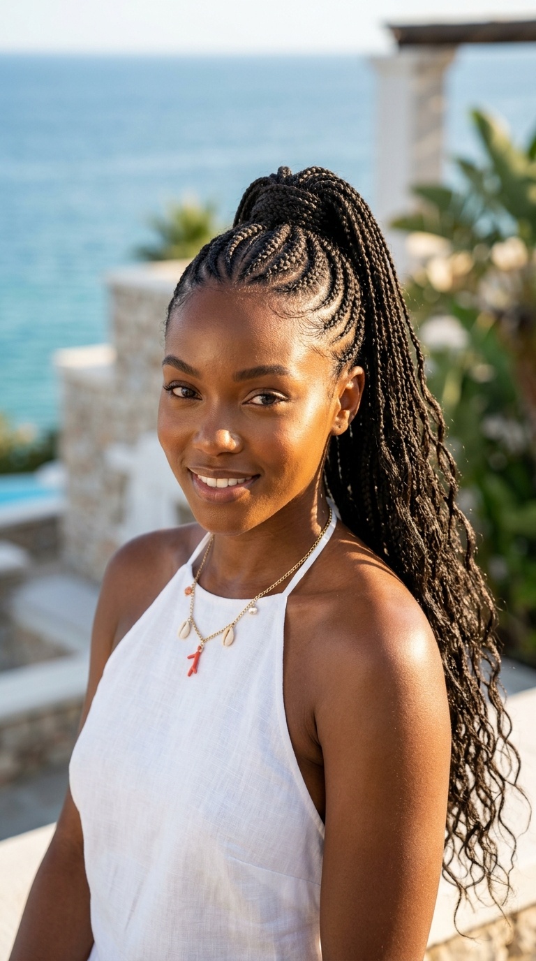 High Braided Ponytail For Summer