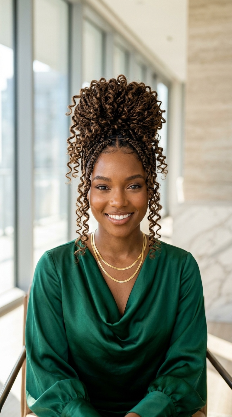 High Bun French Curl Braids