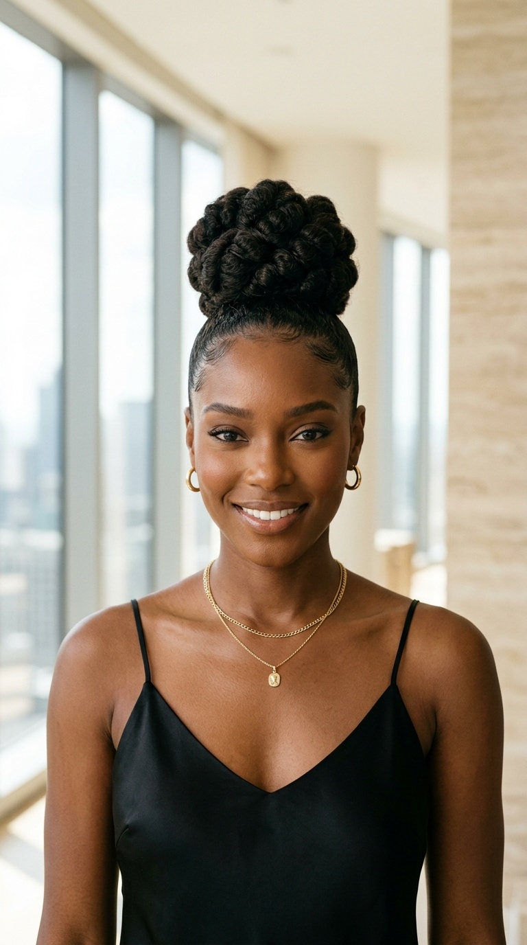 High Bun Hairstyle Black Women