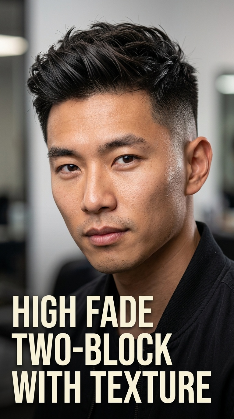 High Fade Two-Block with Texture