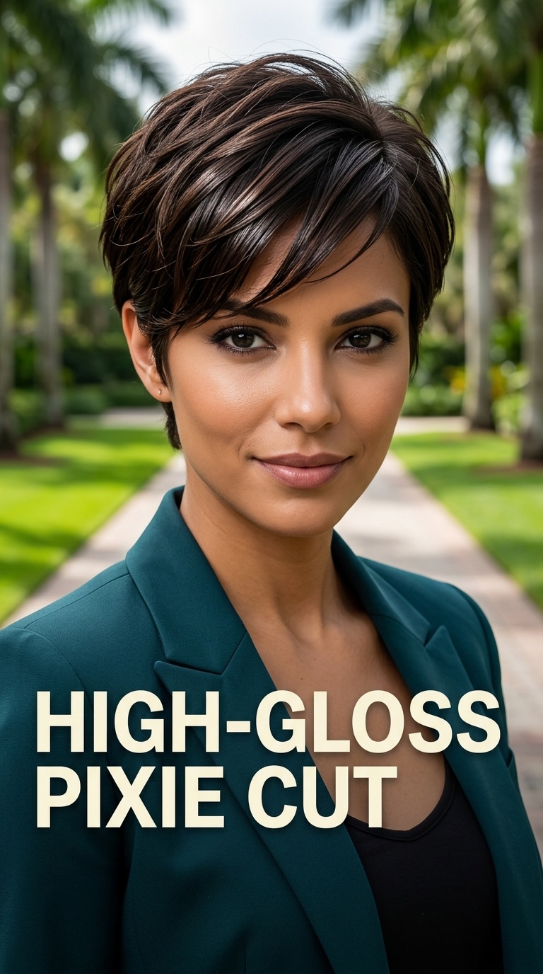 High-Gloss Pixie Cut