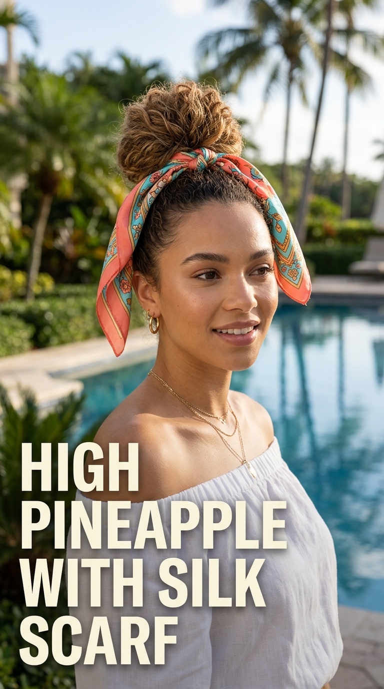 High Pineapple with Silk Scarf