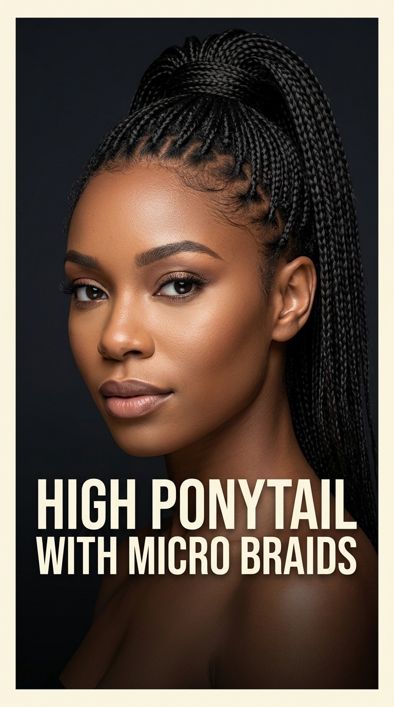 High Ponytail with Micro Braids