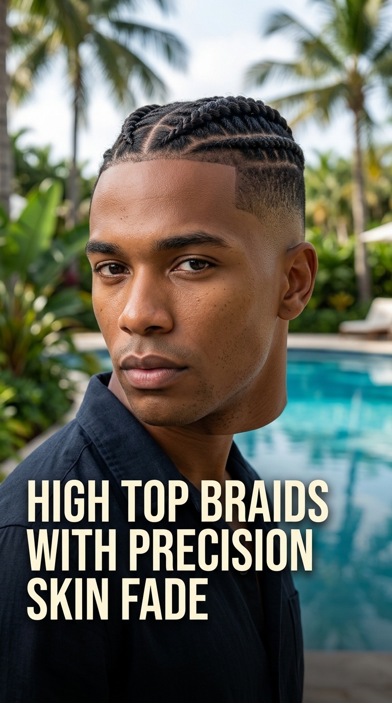 High Top Braids with Precision Skin Fade