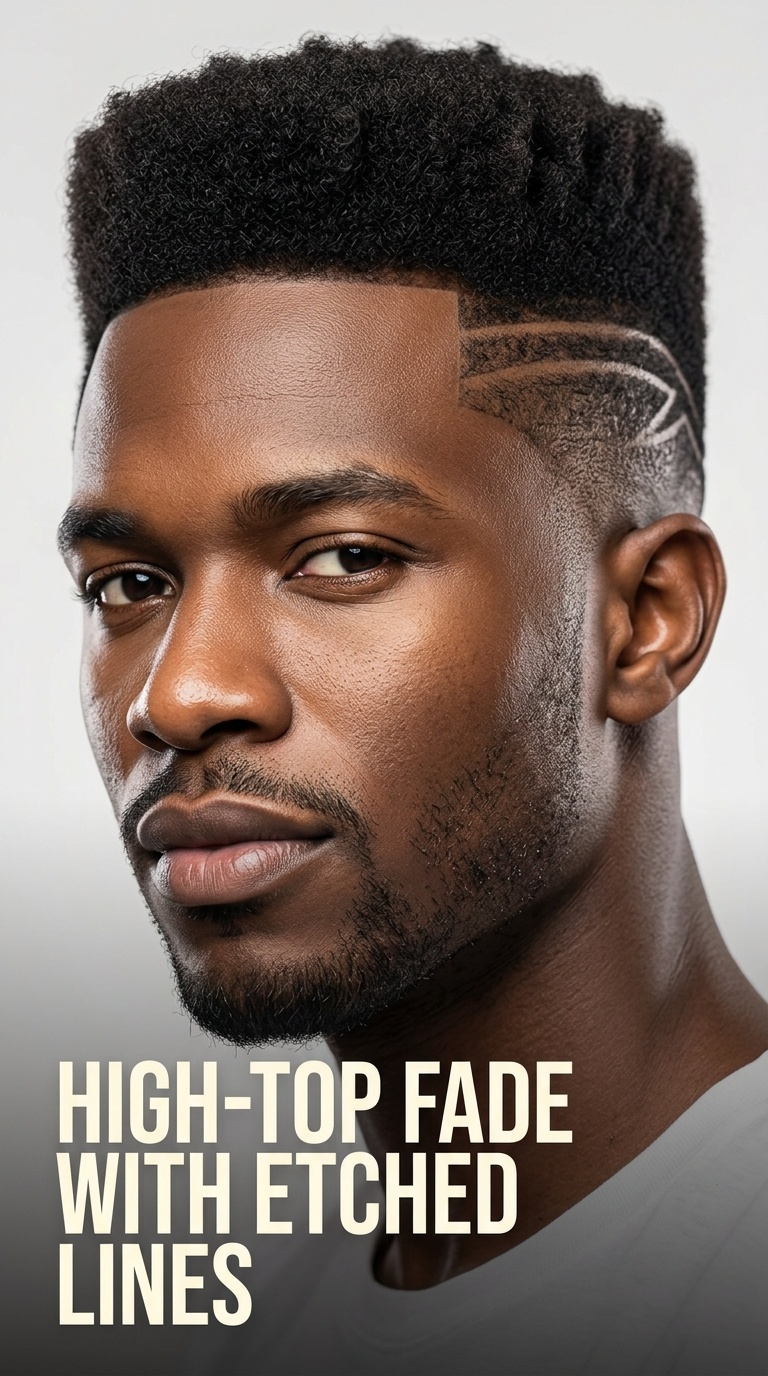 High-Top Fade with Etched Lines