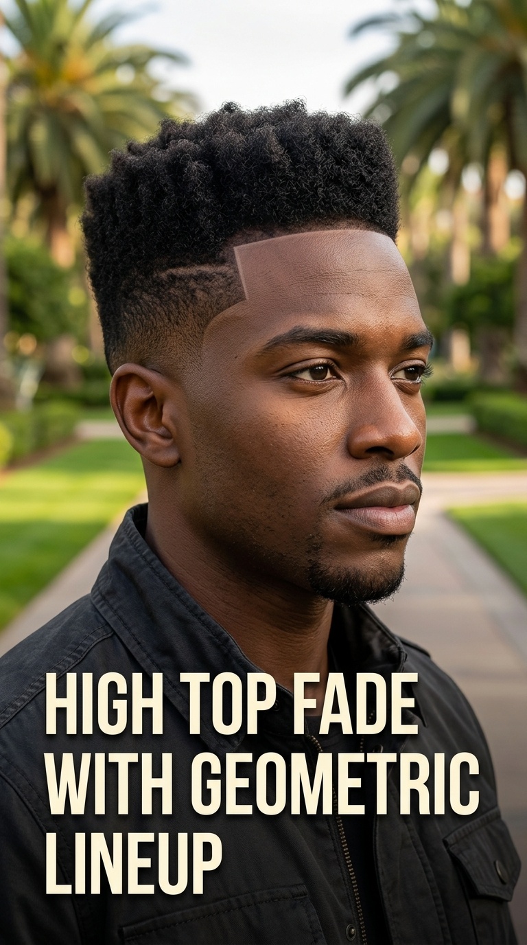 High Top Fade with Geometric Lineup