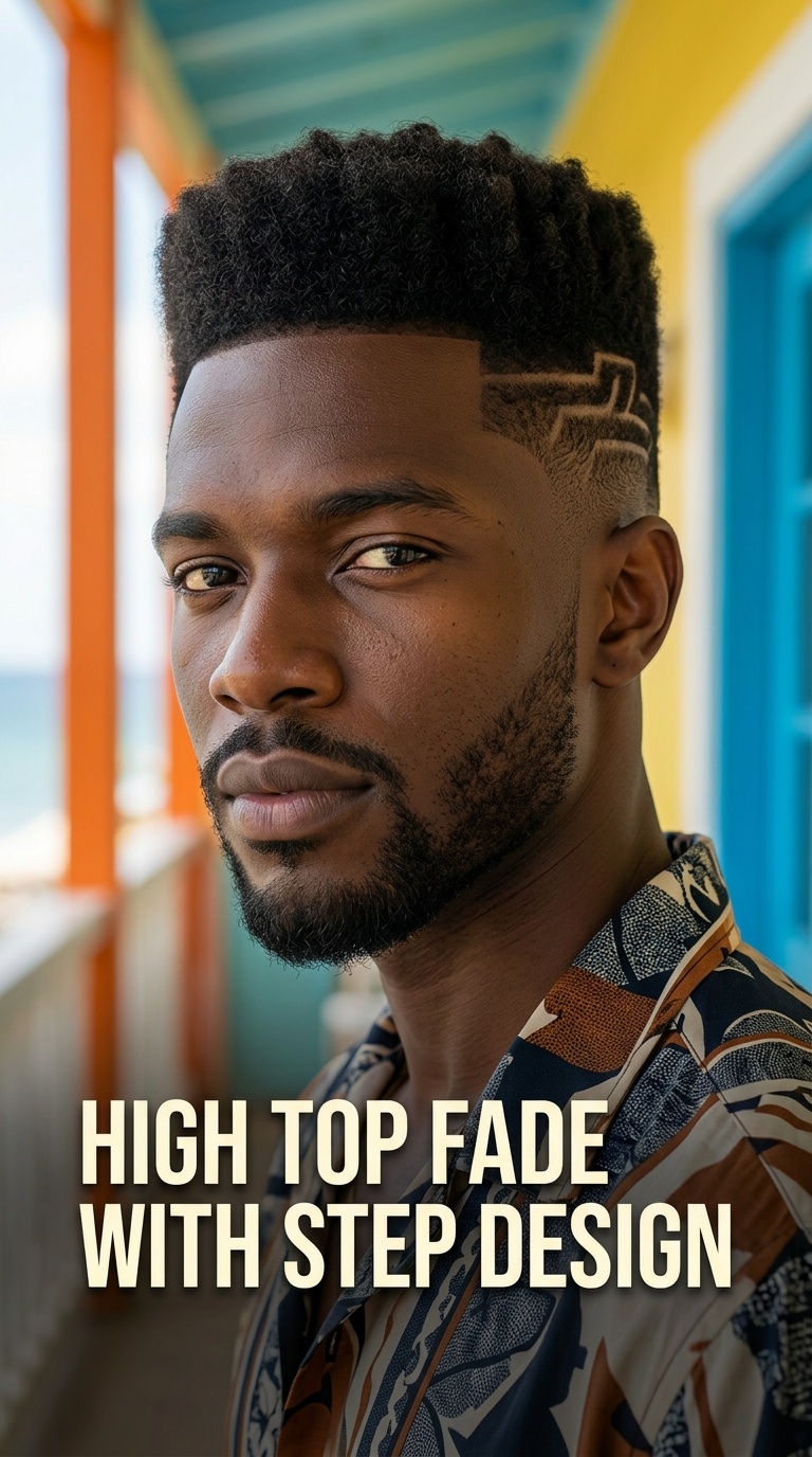 High Top Fade with Step Design