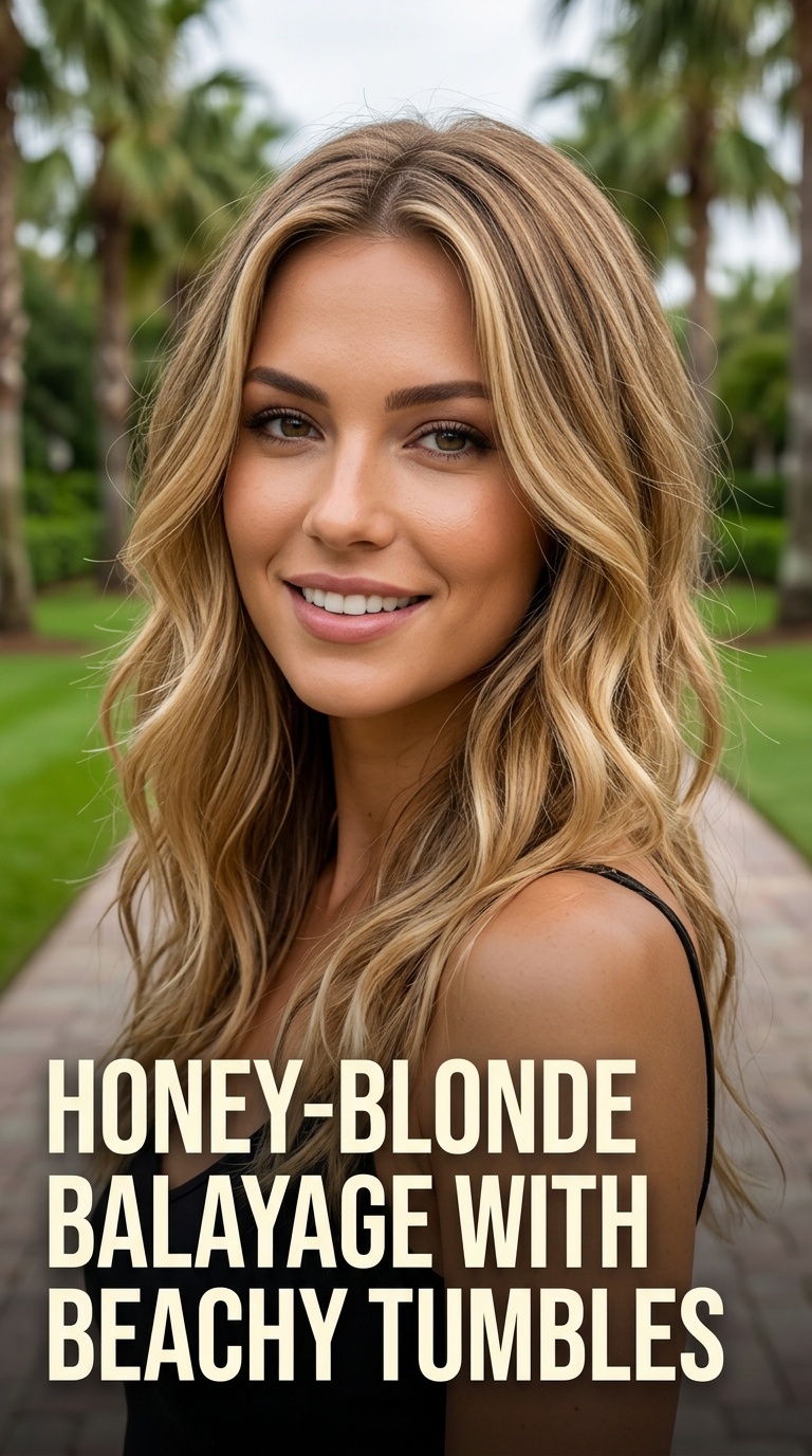 Honey-Blonde Balayage with Beachy Tumbles