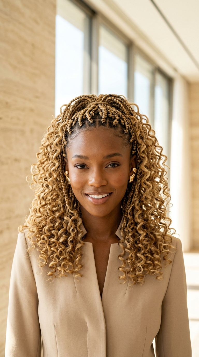 Honey Blonde French Curl Braids