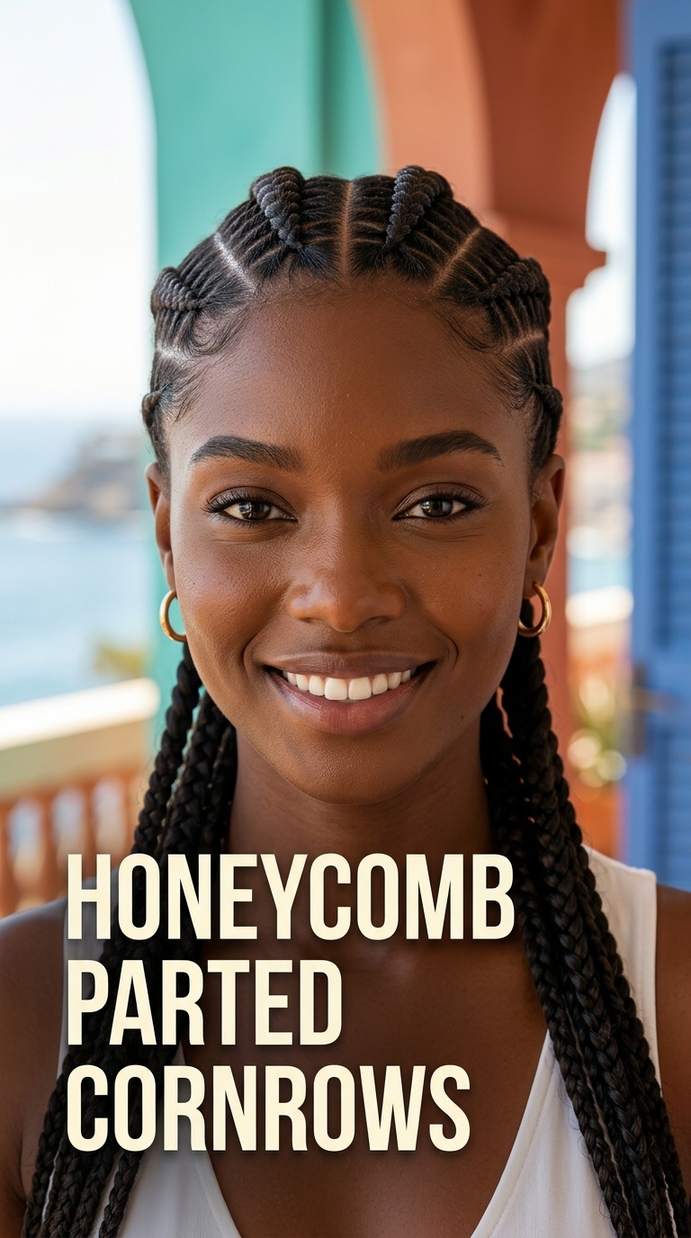 Honeycomb Parted Cornrows
