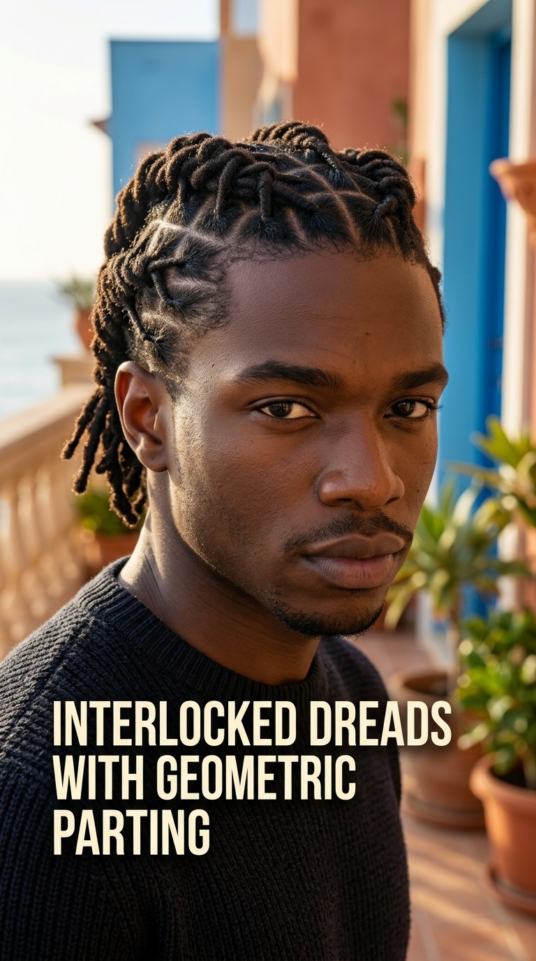 Interlocked Dreads with Geometric Parting