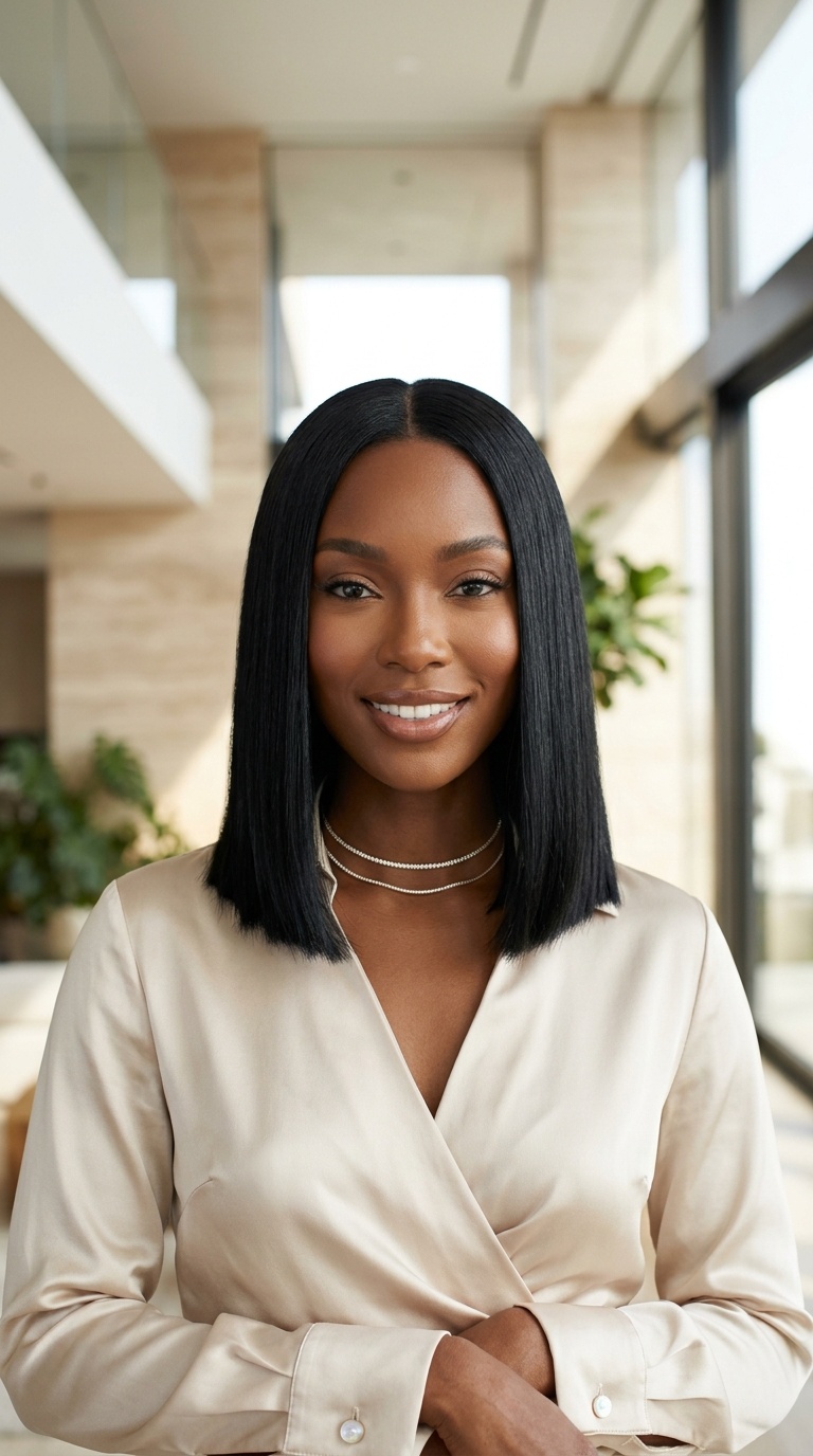 Jet Black Straight Hairstyles