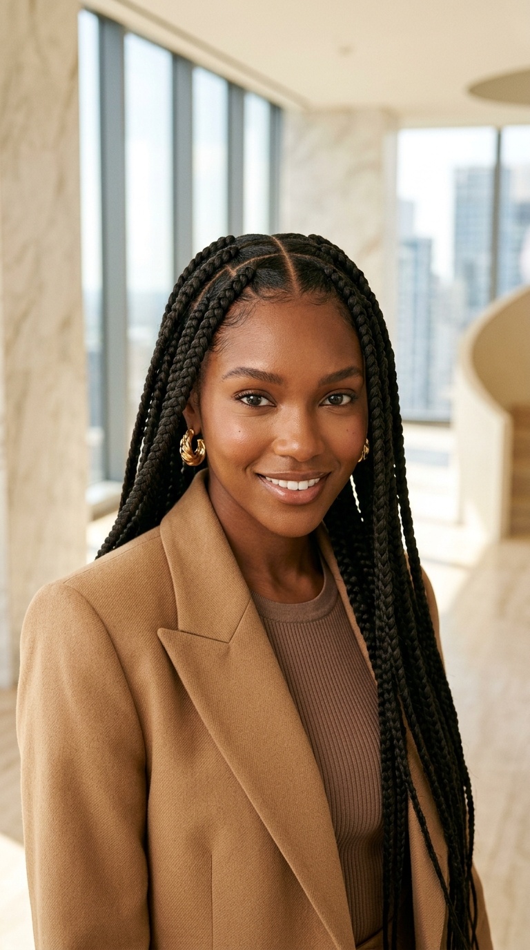 Jumbo Box Braids Look