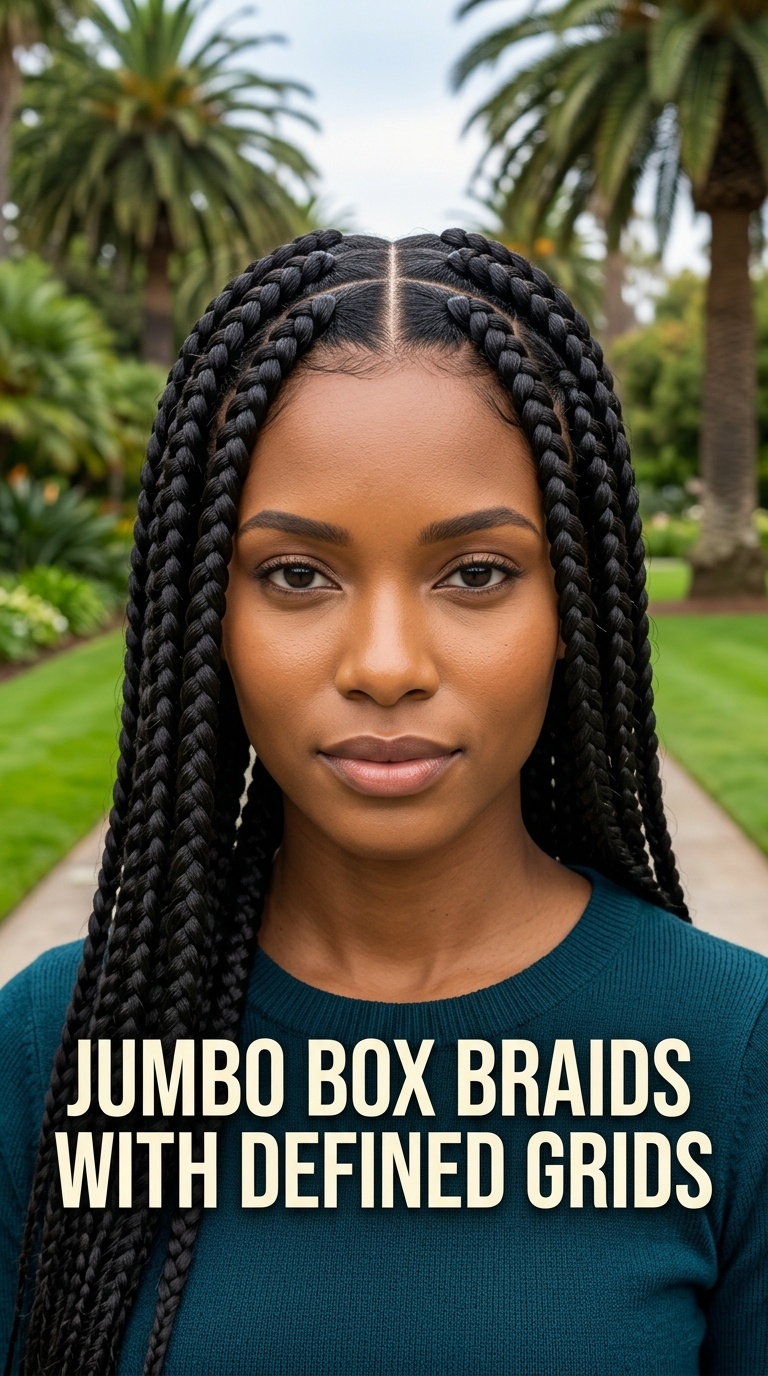 Jumbo Box Braids with Defined Grids