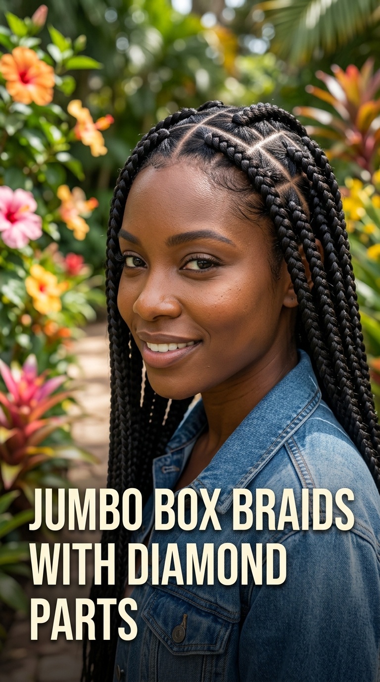 Jumbo Box Braids with Diamond Parts