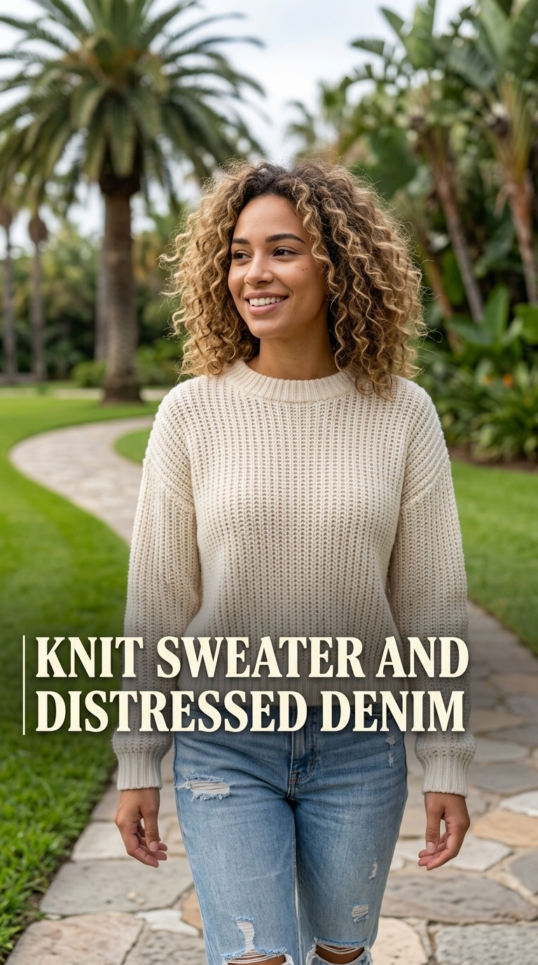 Knit Sweater and Distressed Denim