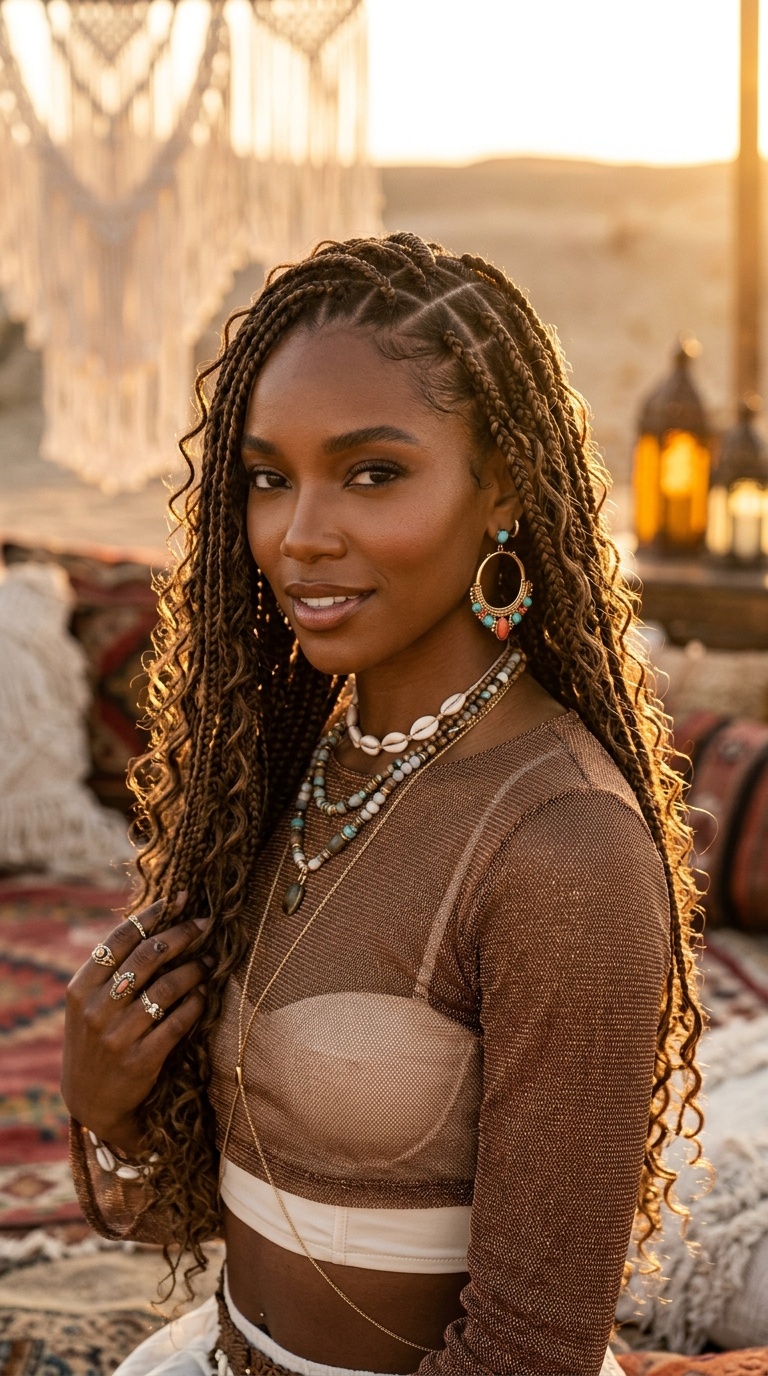 Knotless Boho Braids For Black Women