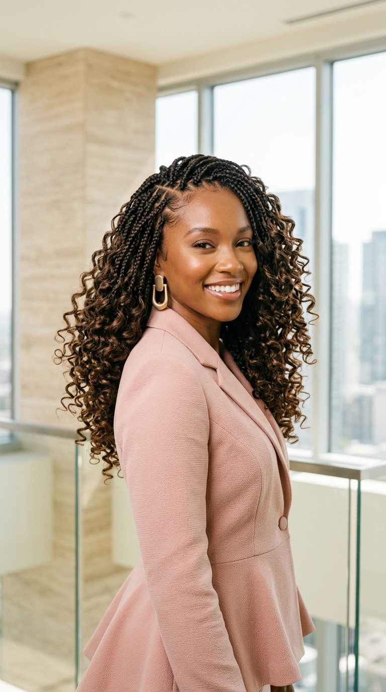 Knotless French Curl Braids Black Women