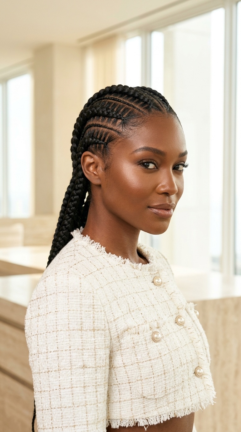 Large Feed In Braids Back