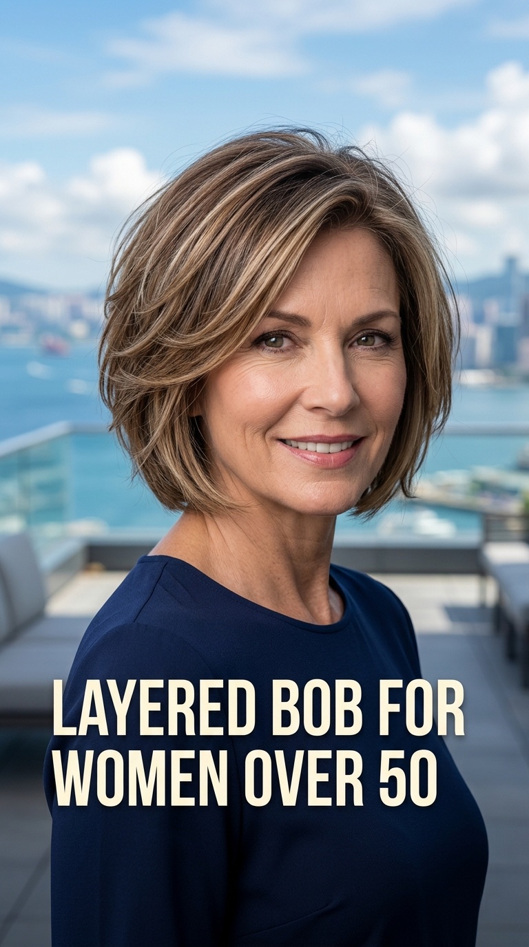 Layered Bob for Women Over 50