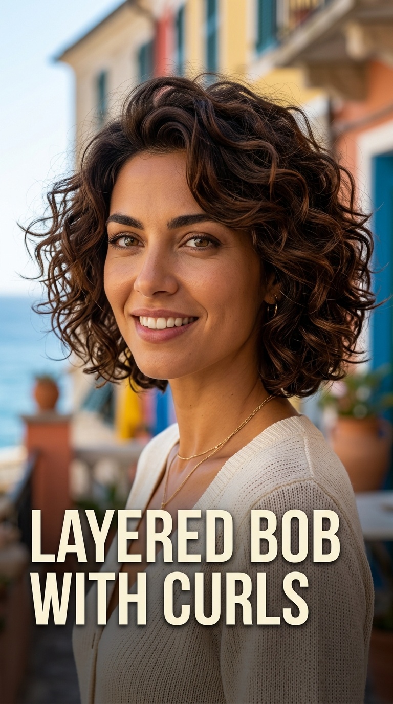 Layered Bob with Curls