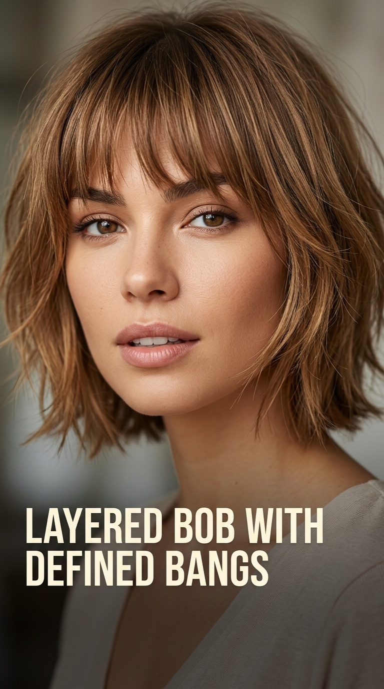 Layered Bob with Defined Bangs