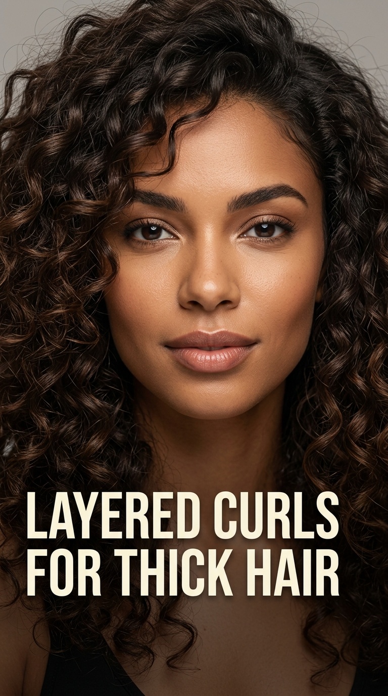 Layered Curls for Thick Hair