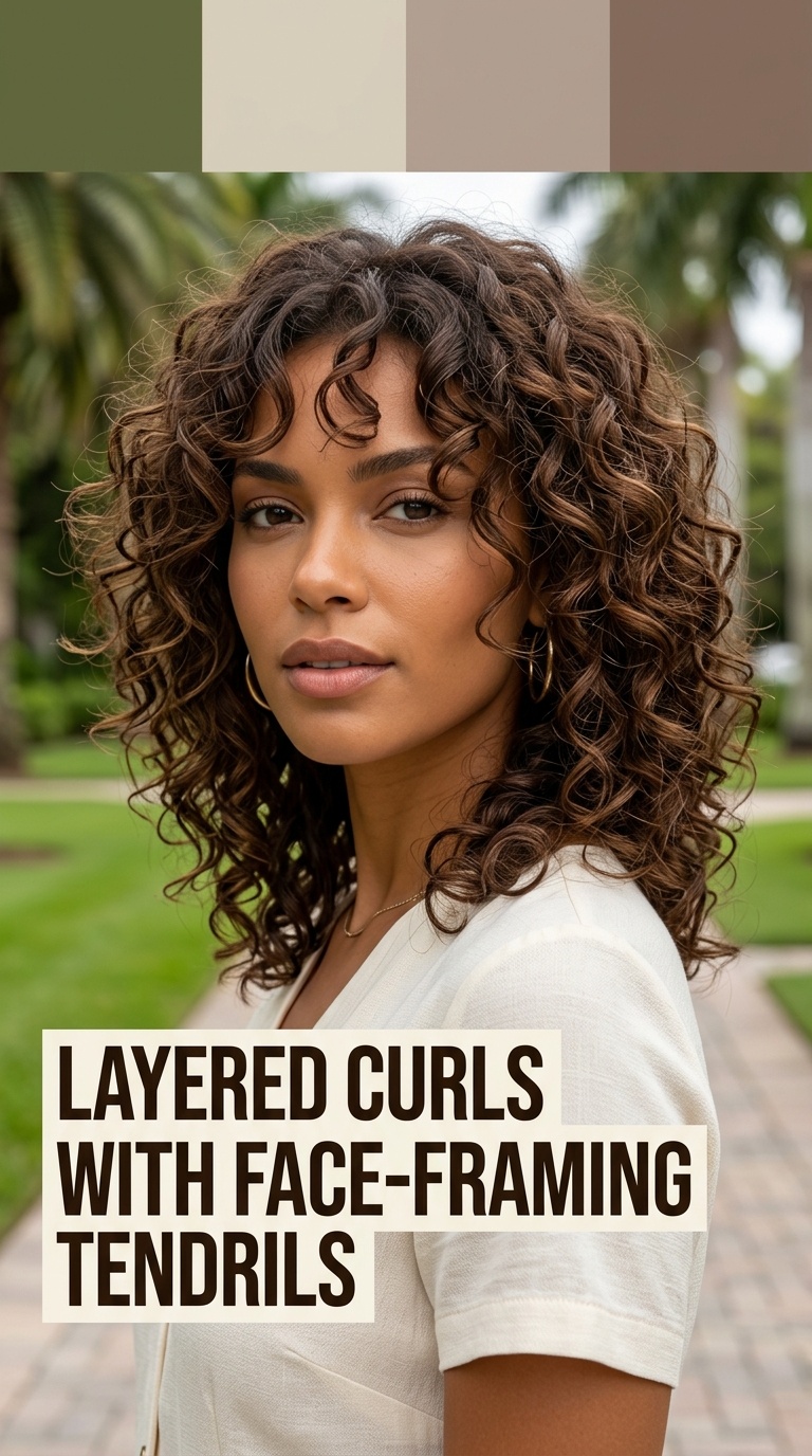 Layered Curls with Face-Framing Tendrils