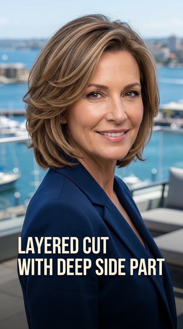 Layered Cut with Deep Side Part
