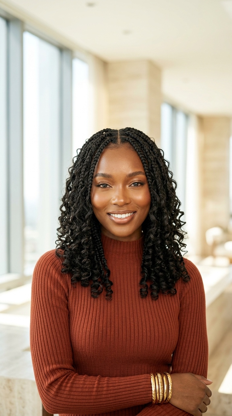 Layered French Curl Braids Black Women