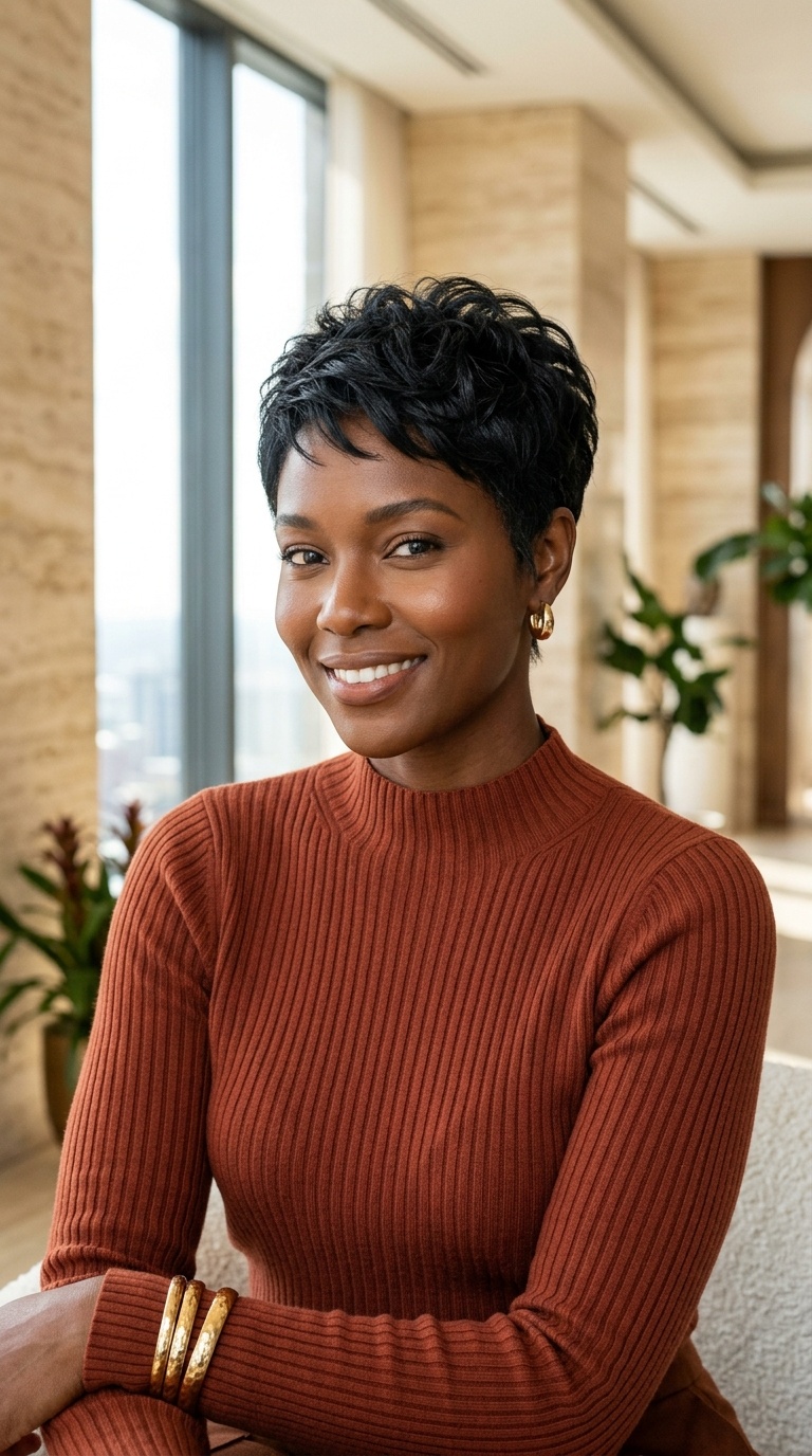 Layered Pixie Cut Black Women 90s