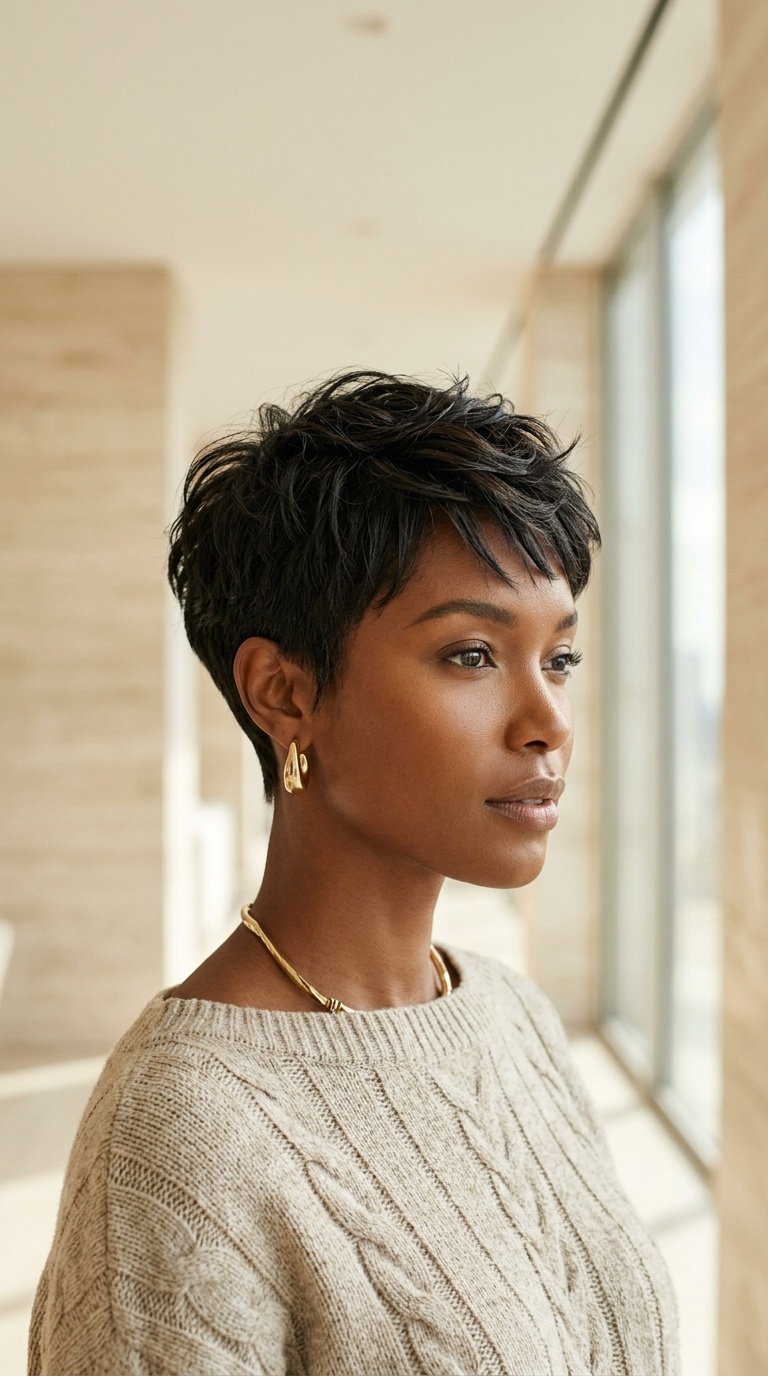 Layered Pixie Cut For Black Women