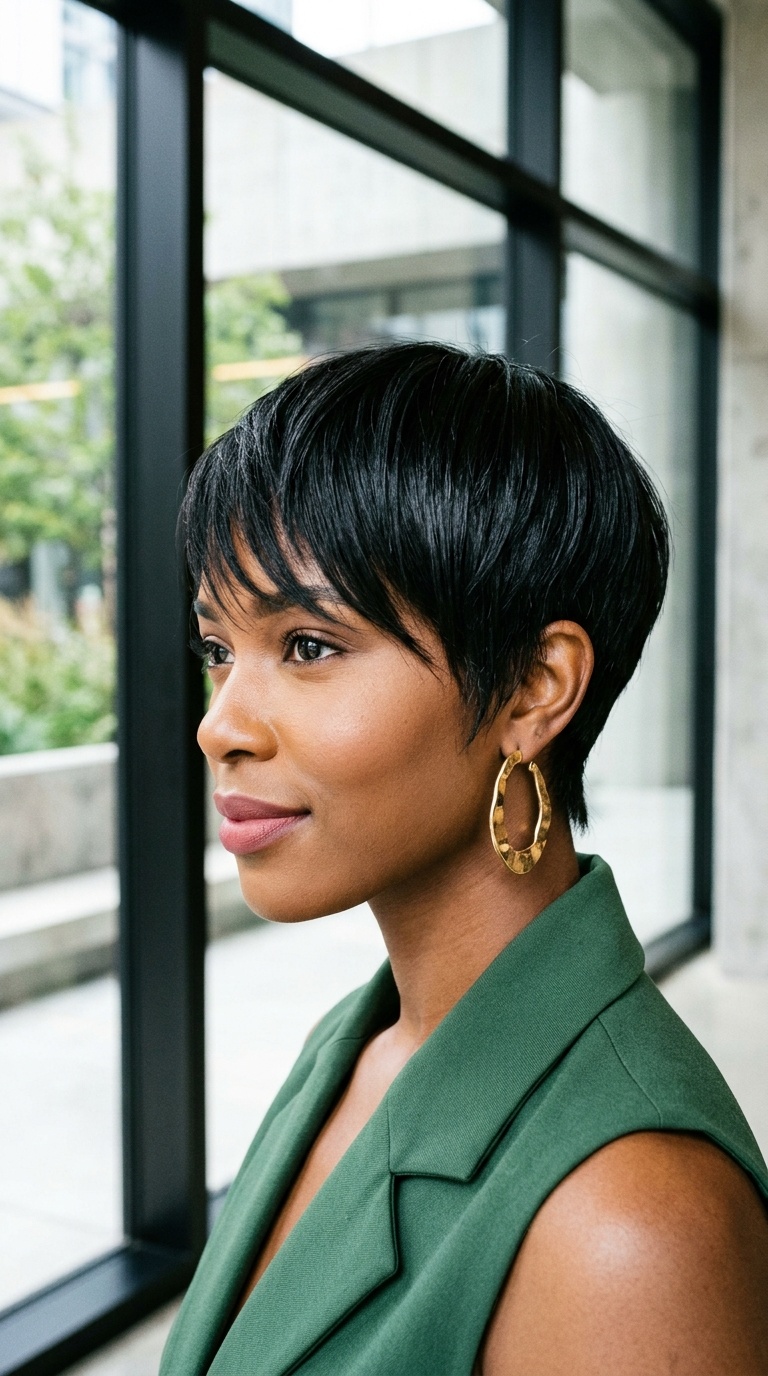 Layered Pixie Cut Short Straight Hair