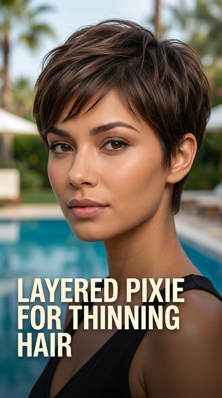 Layered Pixie for Thinning Hair