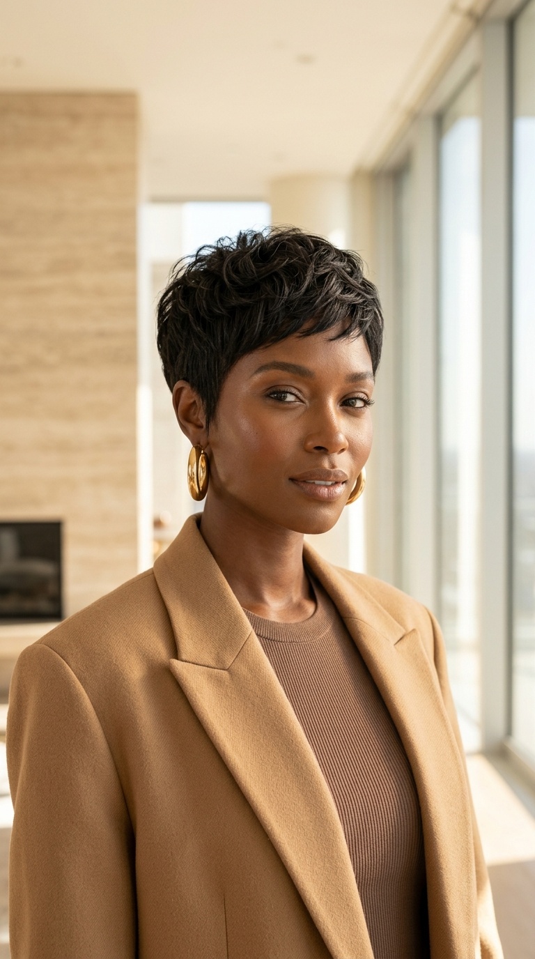 Layered Pixie Haircut Black Women