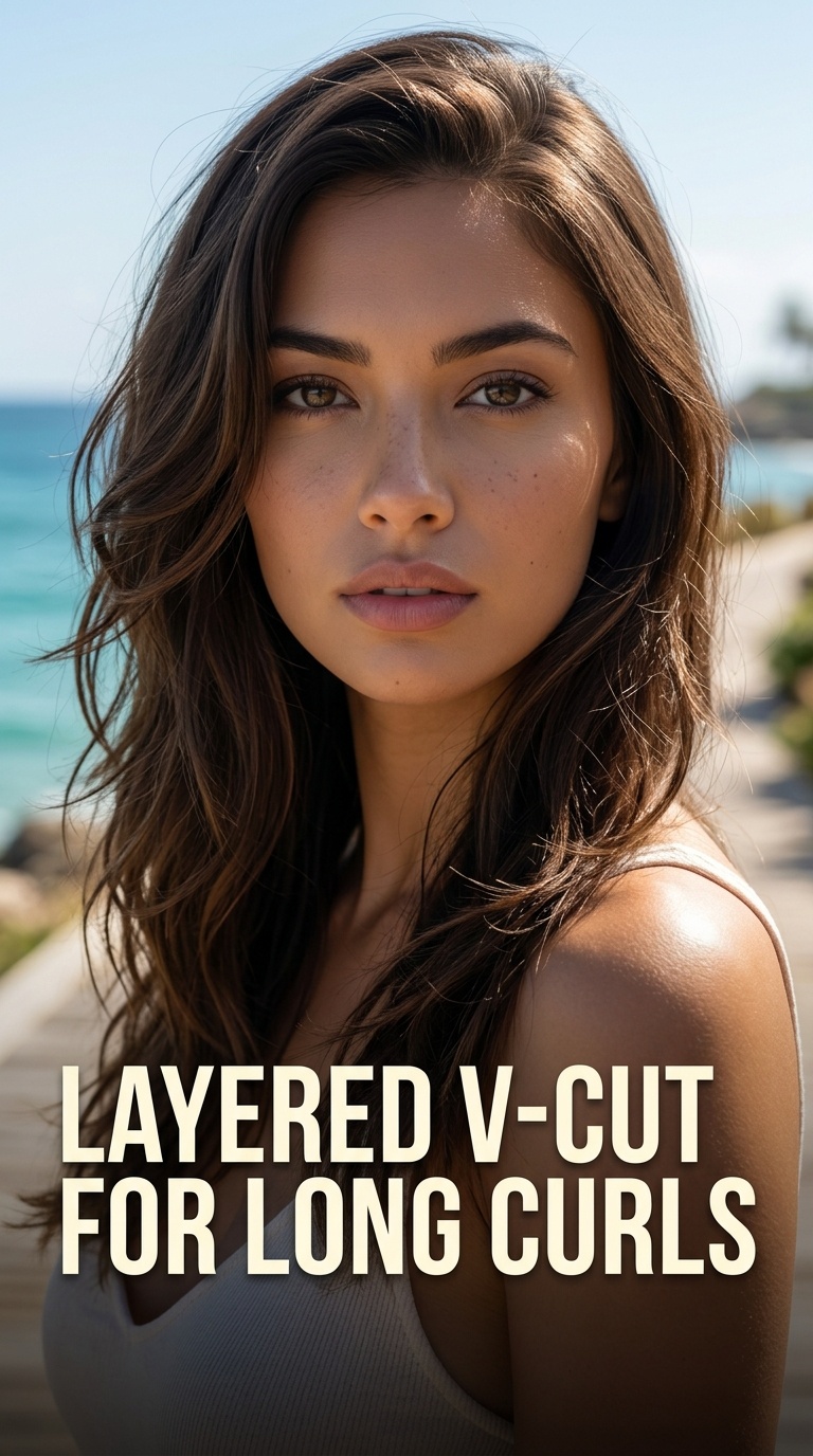 Layered V-Cut for Long Curls