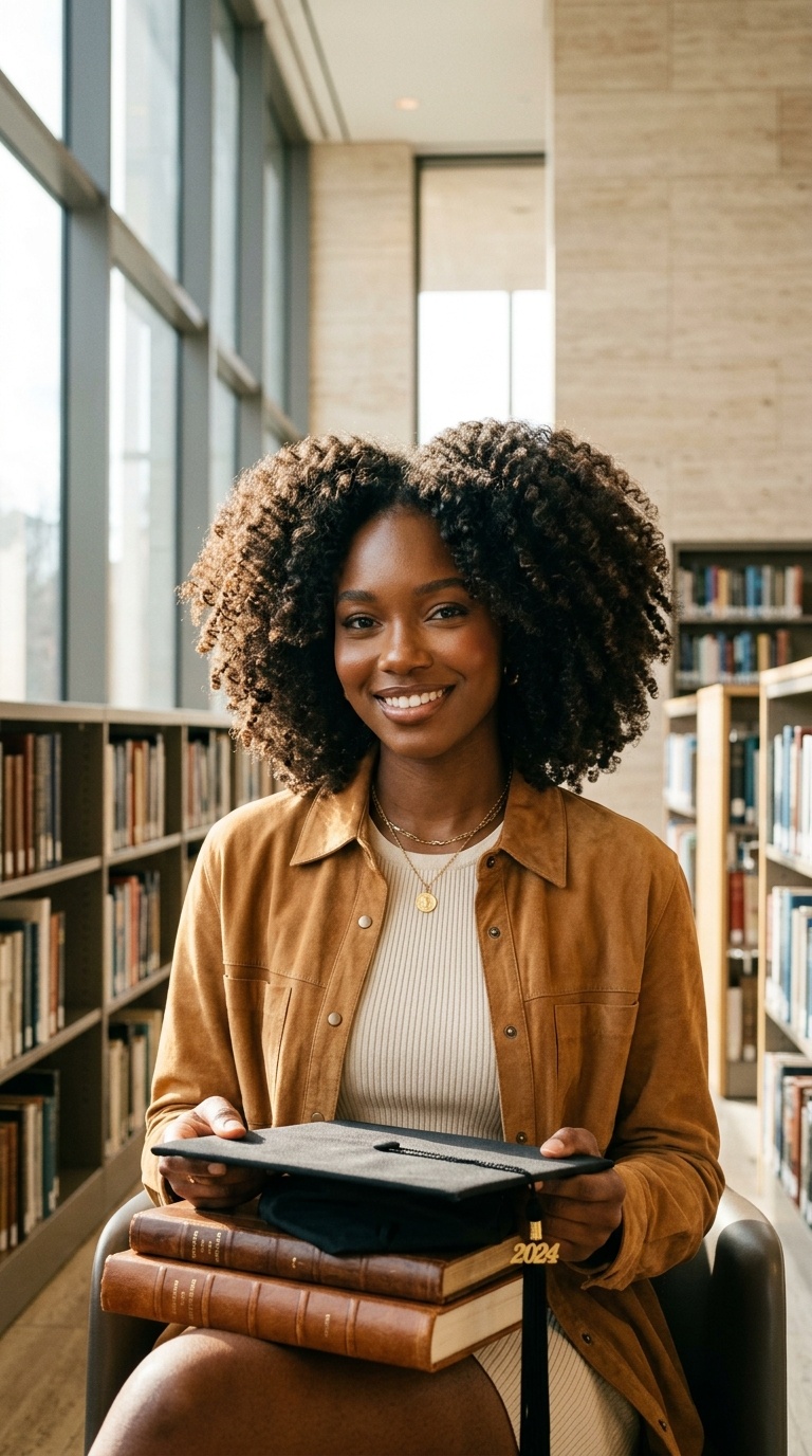 Library Books Graduation Shoot Pose